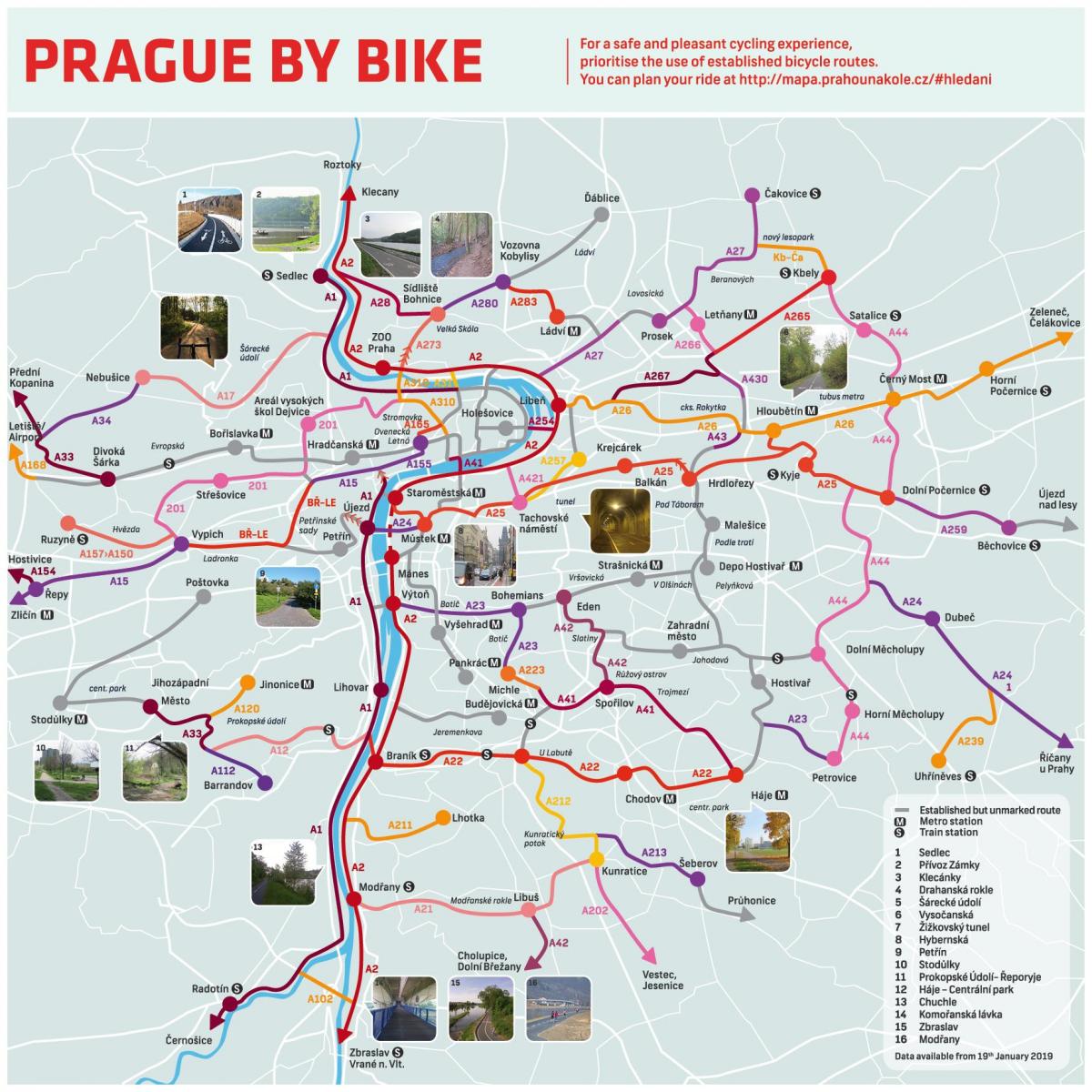 خريطة مدينة براغ الدراجة