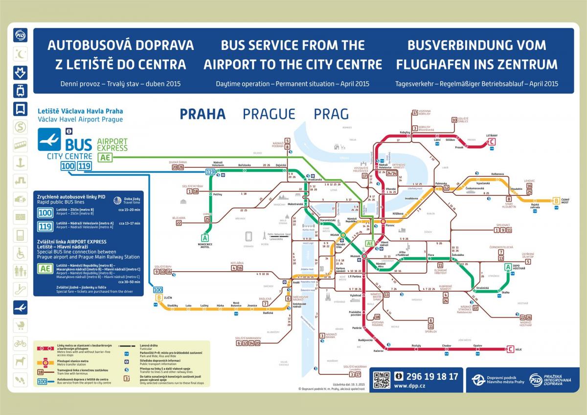 خريطة مدينة براغ خريطة مترو المطار