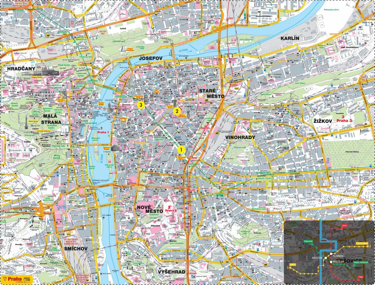 براغ خريطة المدينة في اللغة الإنجليزية
